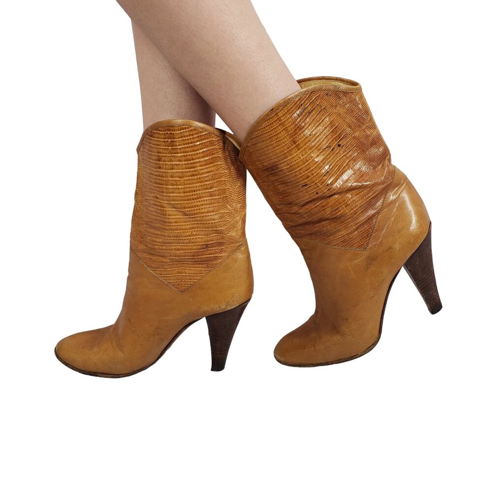 Casadei Women's Tan Made In Italy Leather Western Boots Size 6.5